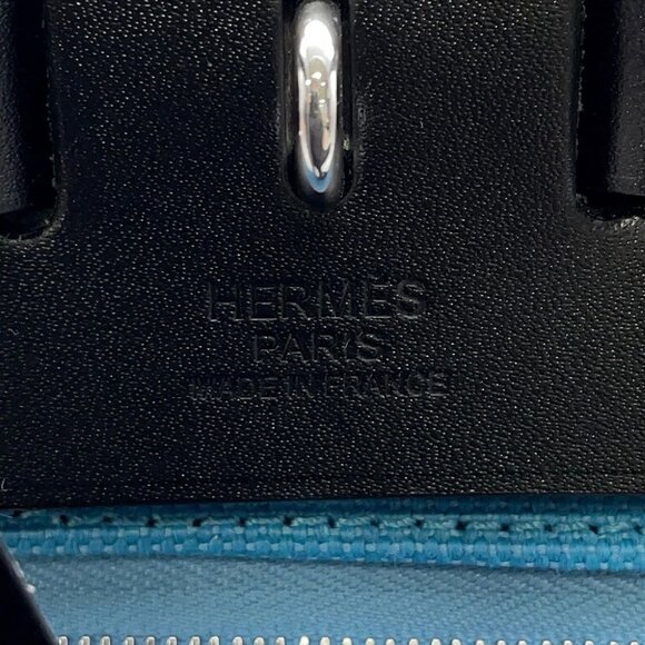 HERMES Herbag zip Size PM Toile Military/Vache Hunter Leather Black/Blue - Picture 11 of 15